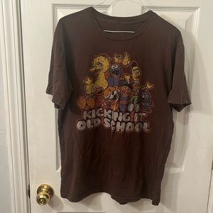 Sesame Street Brown Size Medium “kicking it old school” Graphic Tee